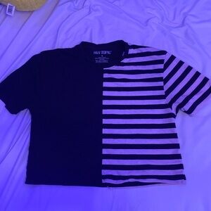 Half striped pink wavy crop